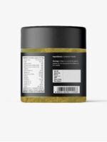 “Coriander powder packaged in a clear spice jar with a green label.”